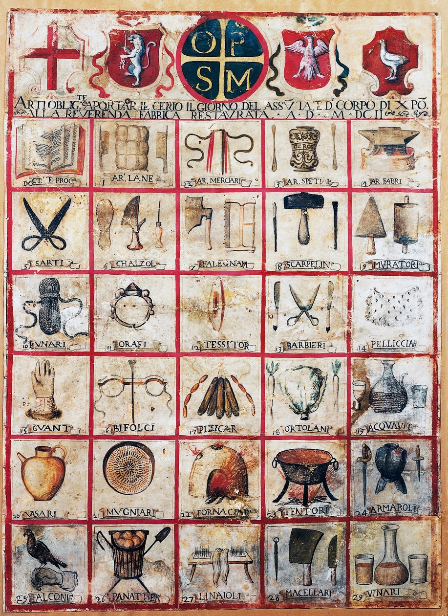 Symbolen van kunst en ambachten van de stad Orvieto door Italian School