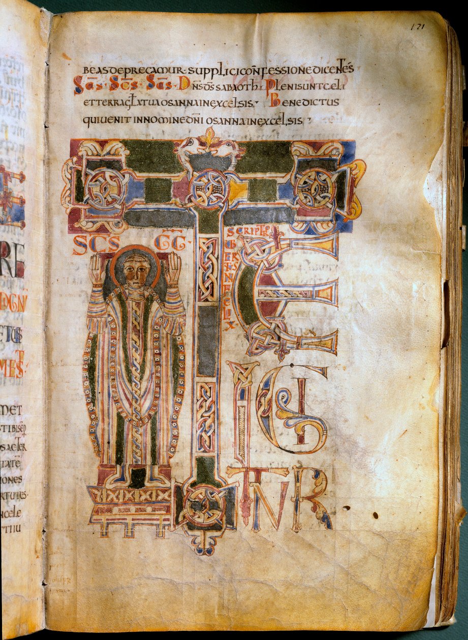 Te igitur Pagina van een missaal en sacramenteel vertegenwoordiger. Gemaakt in de 11e eeuw in het klooster van Sant