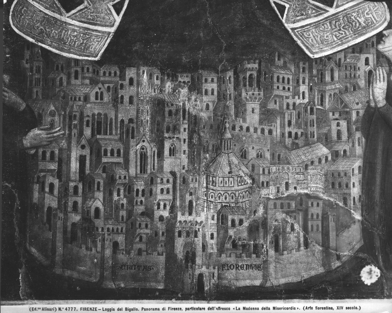 De Madonna della Misericordia, detail van de stad Florence door Italian School