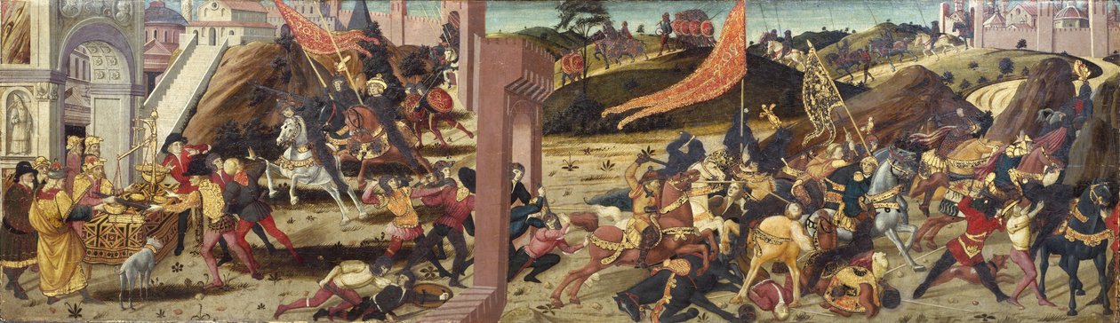 De Morelli Cassone die de Galliërs toont verslagen door Marcus Furius Camillus door Italian School