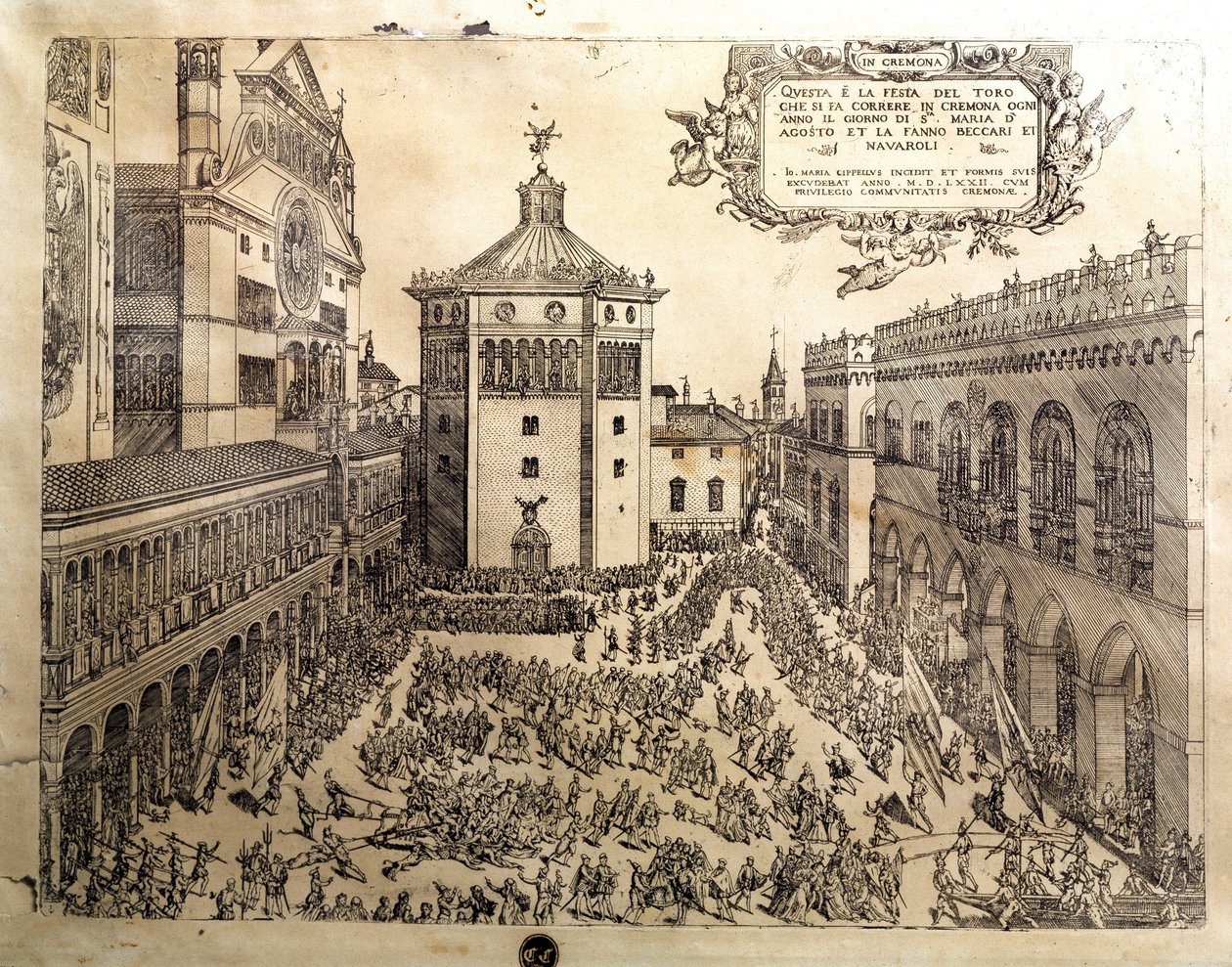 Het Taurusfeest op het Grote Plein van Cremona door Italian School