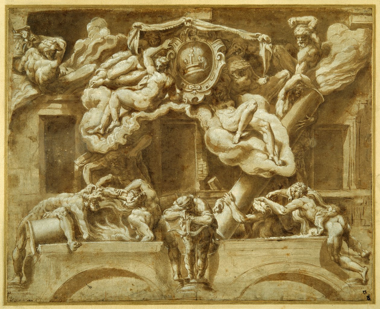 De gevel van Casa Orsi, naar Lelio Orsi door Italian School