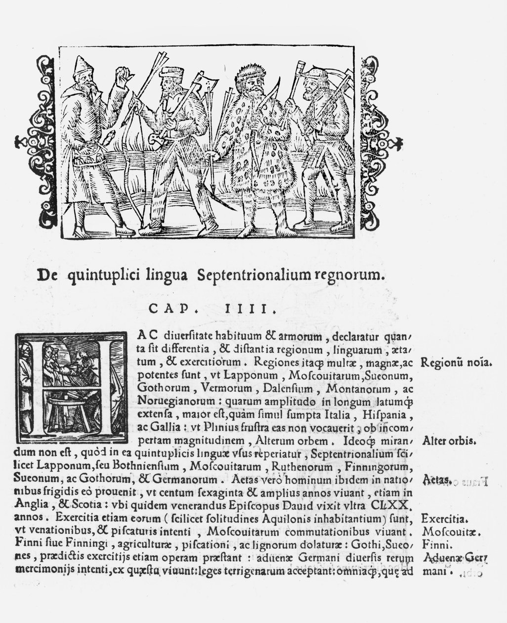 Verscheidenheid aan talen, illustratie uit Historia de Gentibus Septentrionalibus door Olaus Magnus (1490-1558), uitgegeven in Rome, 1555 door Italian School