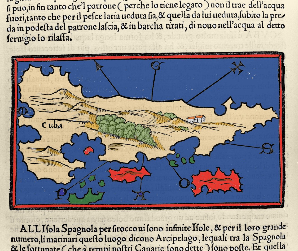 Uitzicht op het eiland Cuba. Isolario (kaart van eilanden) door Benedetto Bordone. Venetië 1547 door Italian School