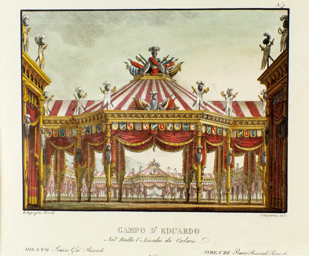 Uitzicht op het militaire kamp van Edward III, Koning van Engeland, in 1347 tijdens de Honderdjarige Oorlog, decor voor de opera 