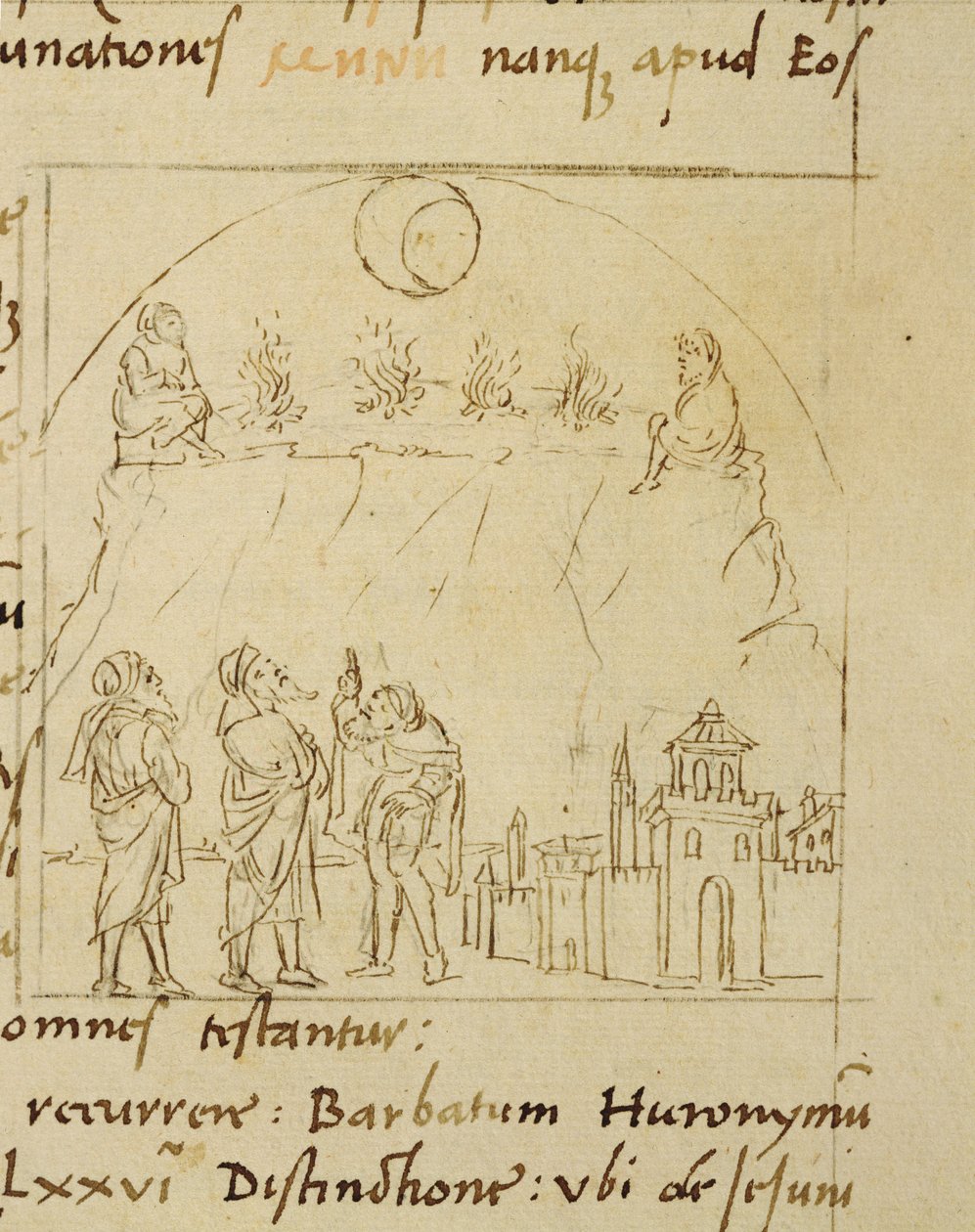 Ms.LAT.446 fol.2v De wijzen bestuderen de beweging van de sterren om de exacte datum van Pasen te bepalen, uit Ortopascha door de Pelgrim Priscian door Italian School Italian School