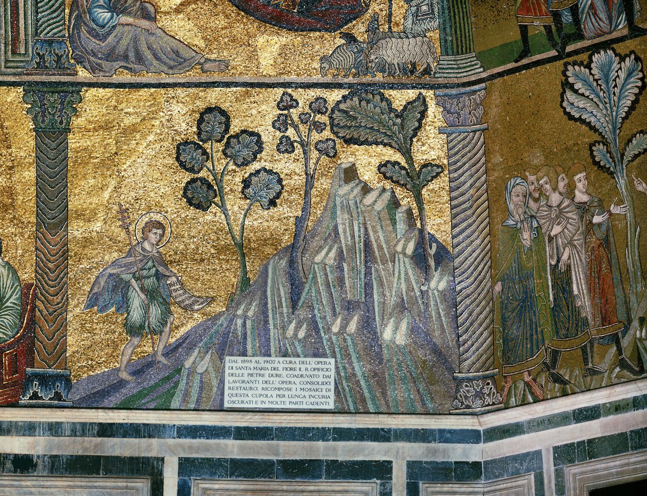 Johannes de Doper in de woestijn (mozaïek) door Italian school