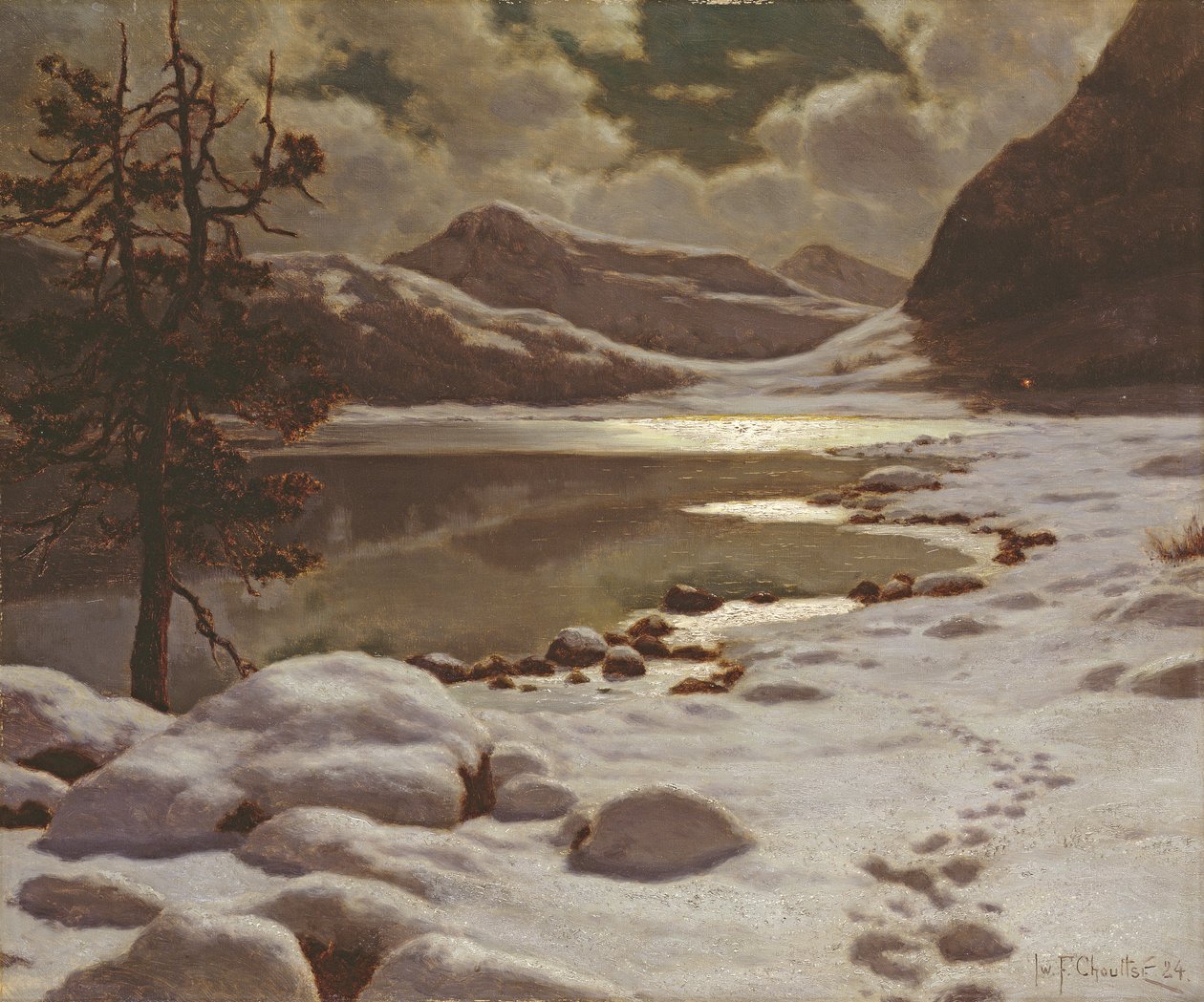 Maanlicht in de winter door Ivan Fedorovich Choultse