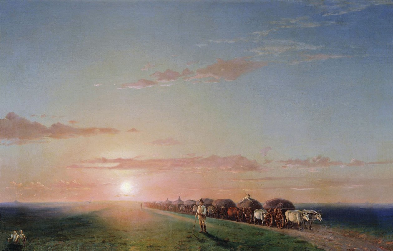 Een wagentrein in de woestijn door Ivan Aivazovsky