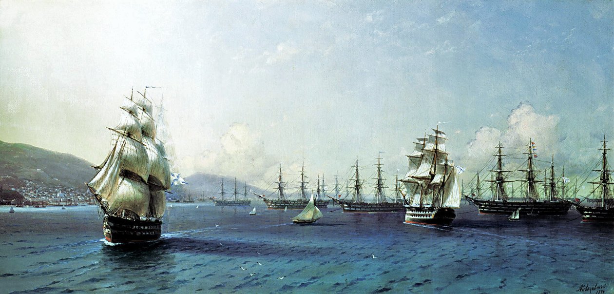 Zwarte Zeevloot in de Baai van Theodosia, vlak voor de Krimoorlog door Ivan Aivazovsky
