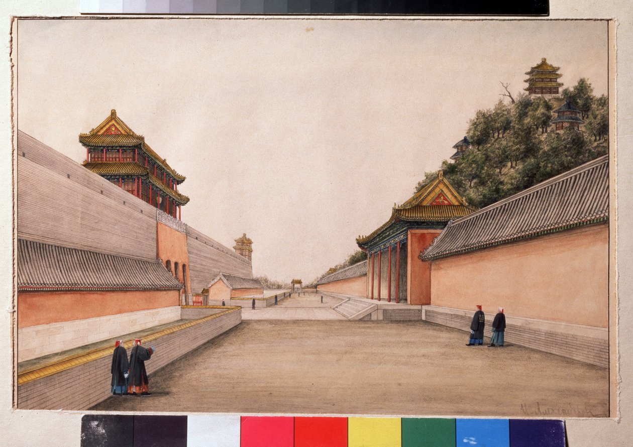 Het winterpaleis in Peking, uit de serie Chinese schetsen. door Ivan Alexandrov