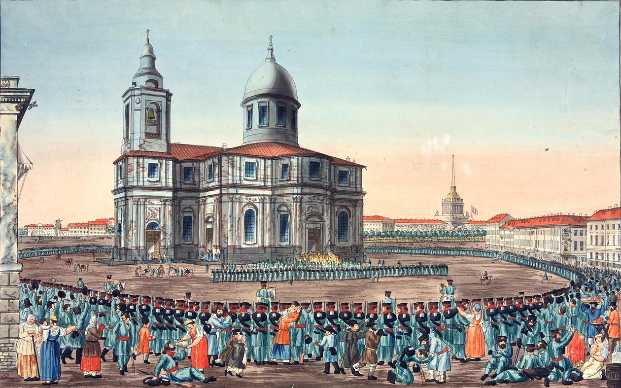 Volksmilitie Ontvangen op het Sint-Isaacplein in Sint-Petersburg, 1815 door Ivan Alexeyevich Ivanov
