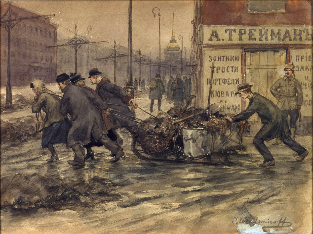 Rijke kooplieden en Russische edelen die afval uit erven halen door Ivan Alexeyevich Vladimirov