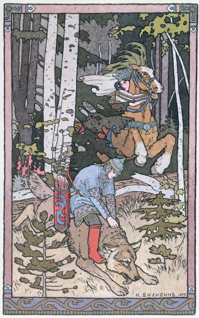 Scène uit een Russisch sprookje, 1899 door Ivan Yakovlevich Bilibin