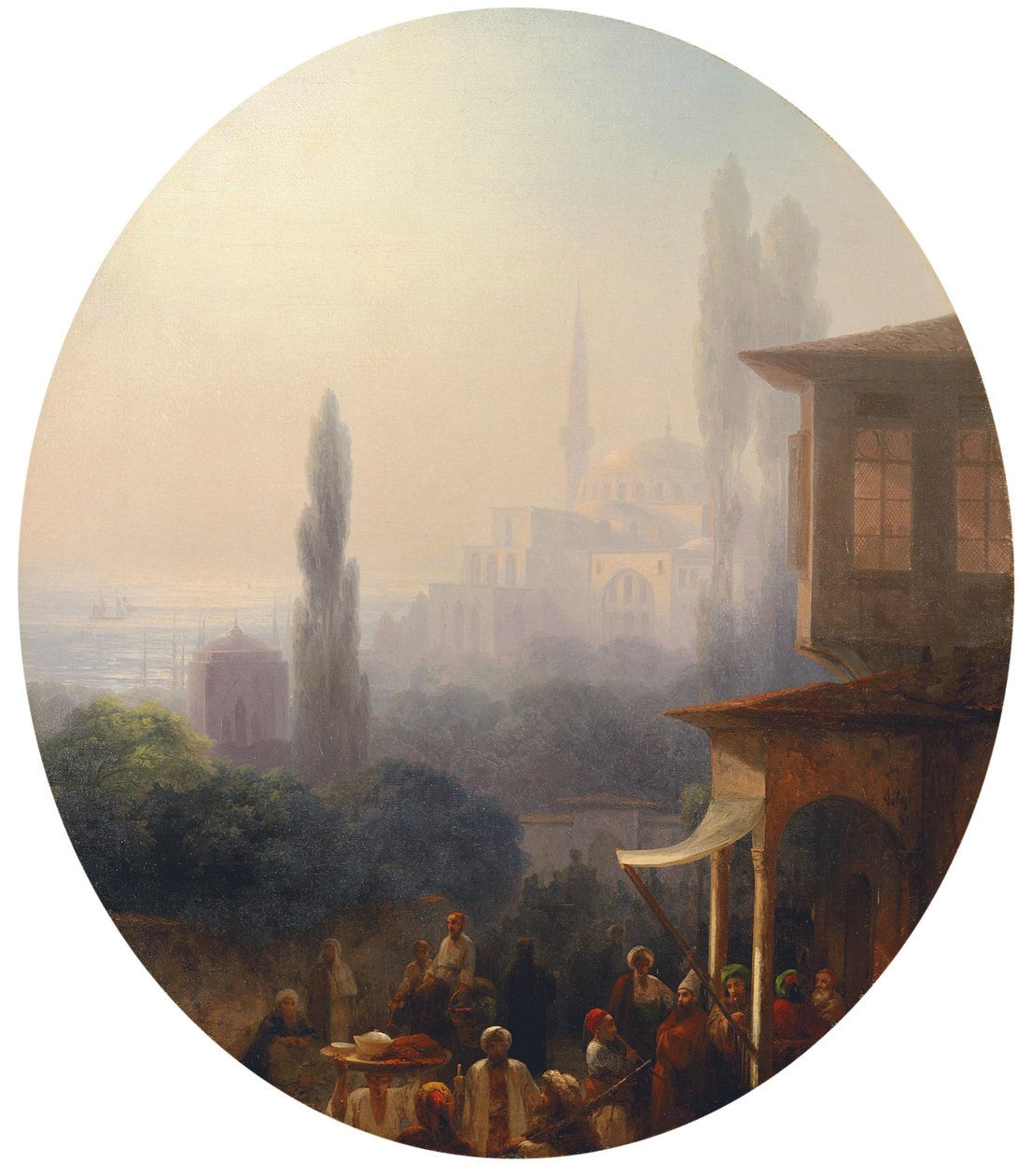 Een marktscène in Constantinopel, met de Hagia Sophia op de achtergrond, 1860 door Ivan Konstantinovich Aivazovsky