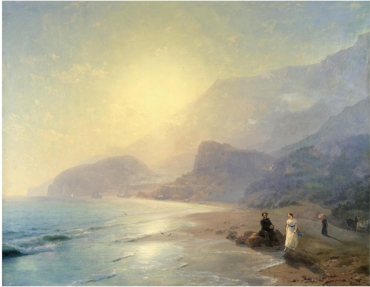 Alexander Pushkin en prinses Maria Raevskaya bij Gurzuf, 1886 door Ivan Konstantinovich Aivazovsky