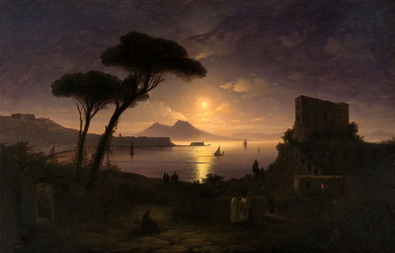 De Baai van Napels bij maanlicht door Ivan Konstantinovich Aivazovsky
