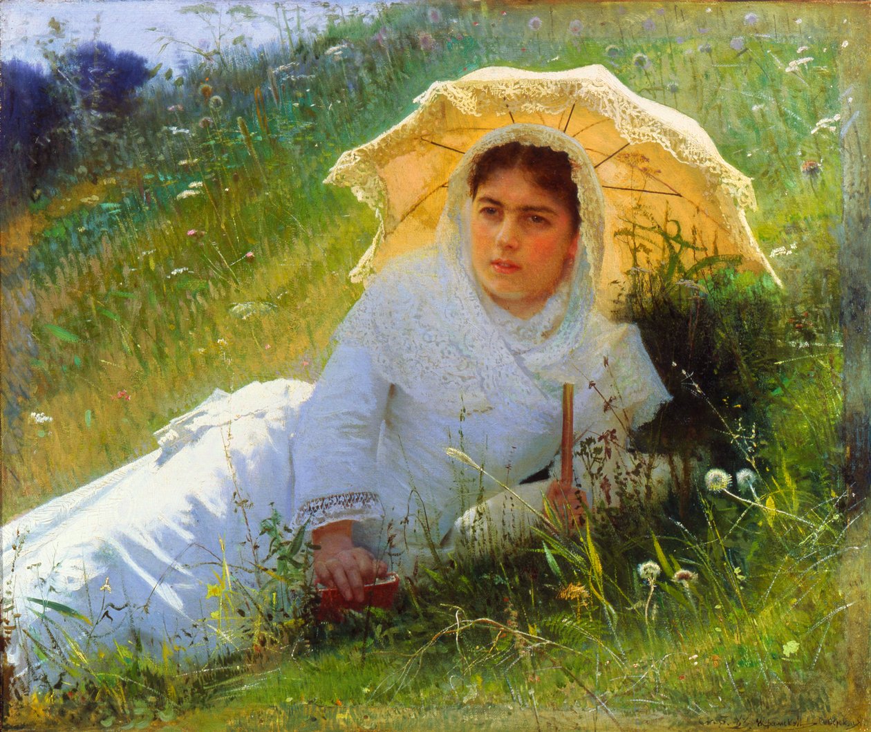 Een hete dag op het gras. Middag, 1883 door Ivan Kramskoy