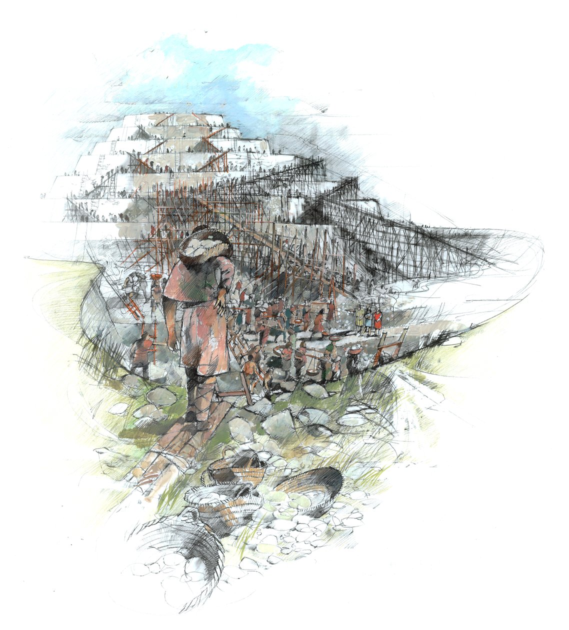 Opbouw van Sudbury Hill (aquarel op papier) door Ivan Lapper