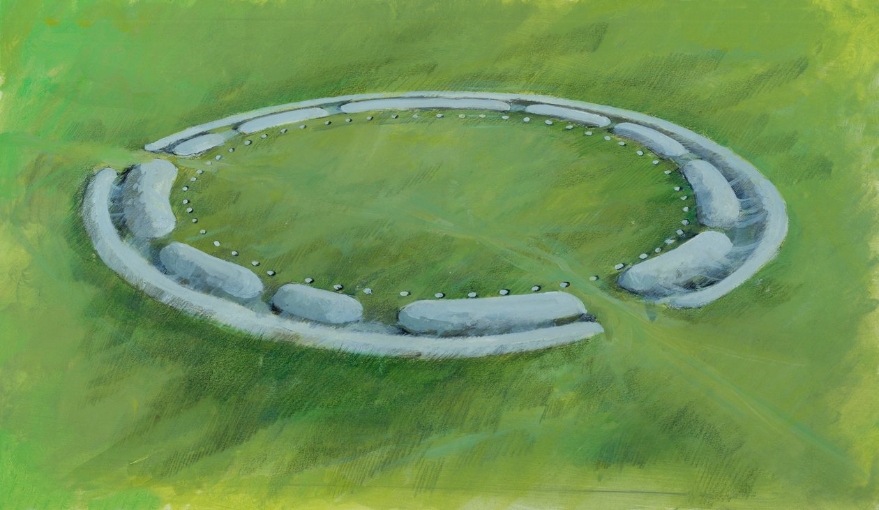 Stonehenge: eerste fase bestaande uit een greppel, bank en contrescarp die de Aubrey Gaten omsluiten door Ivan Lapper