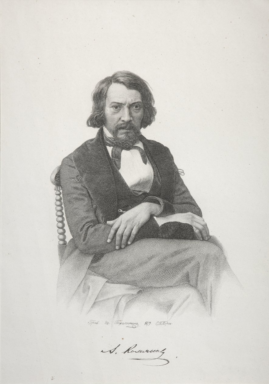 Portret van Aleksey Stepanovich Khomyakov, 1879 door Ivan Petrovich Pozhalostin