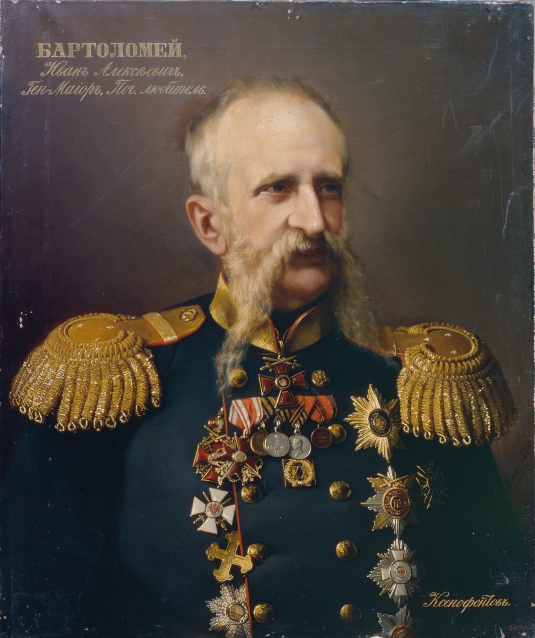 Portret van Ivan Alexeyevich Bartolomey 1813-1870, 1860s door Ivan Stepanovich Ksenofontov