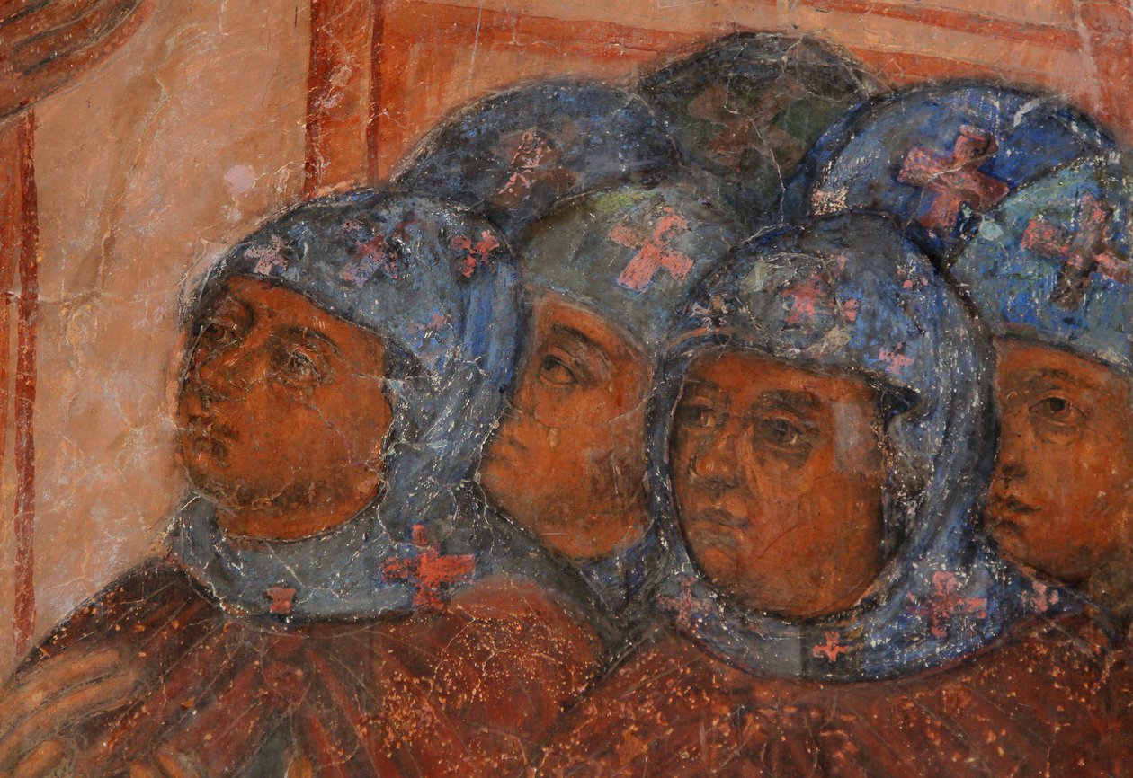 Fresco in de Kathedraal van Onze-Lieve-Vrouw van het Teken, Novgorod, Begin 18e eeuw door Ivan Yakovlevich Bakhmatov