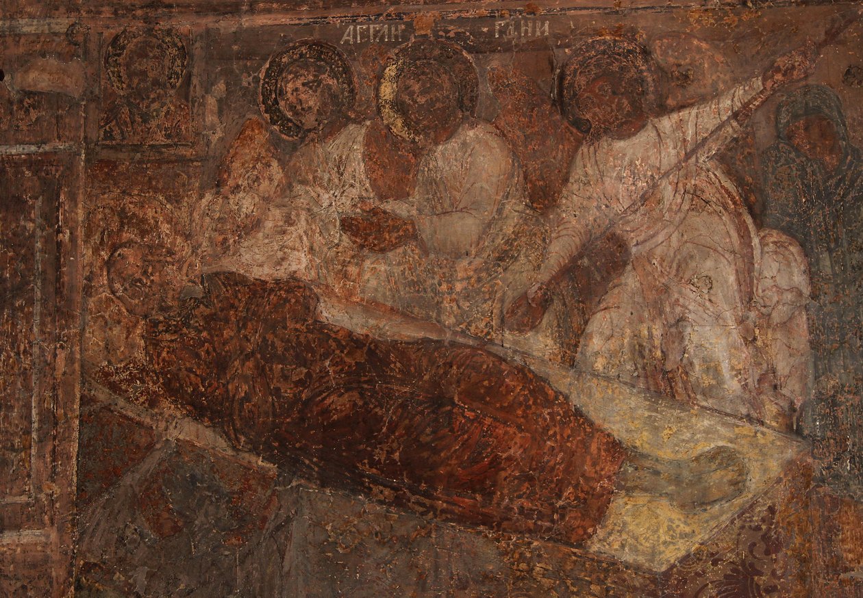 Fresco in de Kathedraal van Onze-Lieve-Vrouw van het Teken, Novgorod door Ivan Yakovlevich Bakhmatov