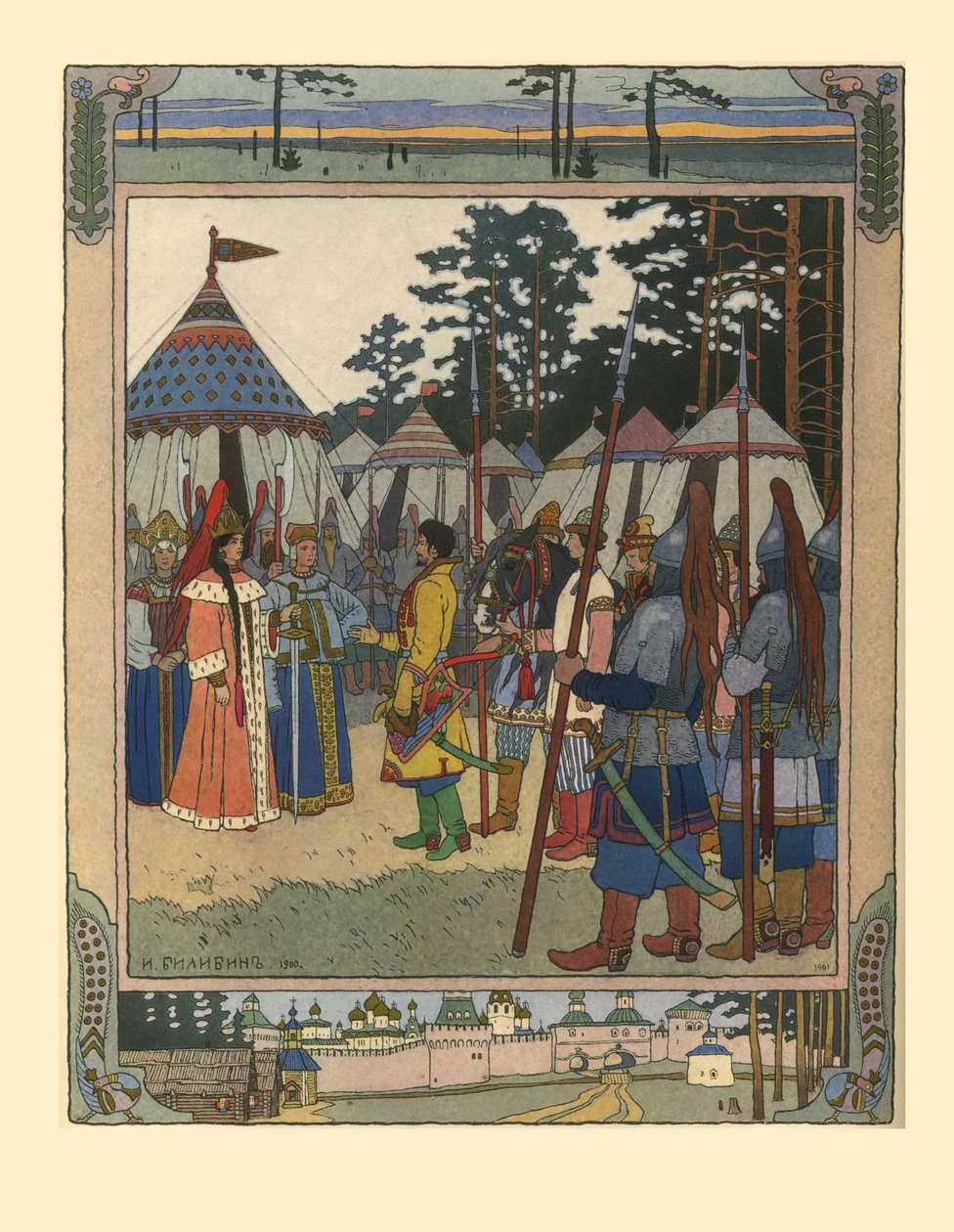 Illustratie voor het sprookje Marya Morevna, 1901 door Ivan Yakovlevich Bilibin