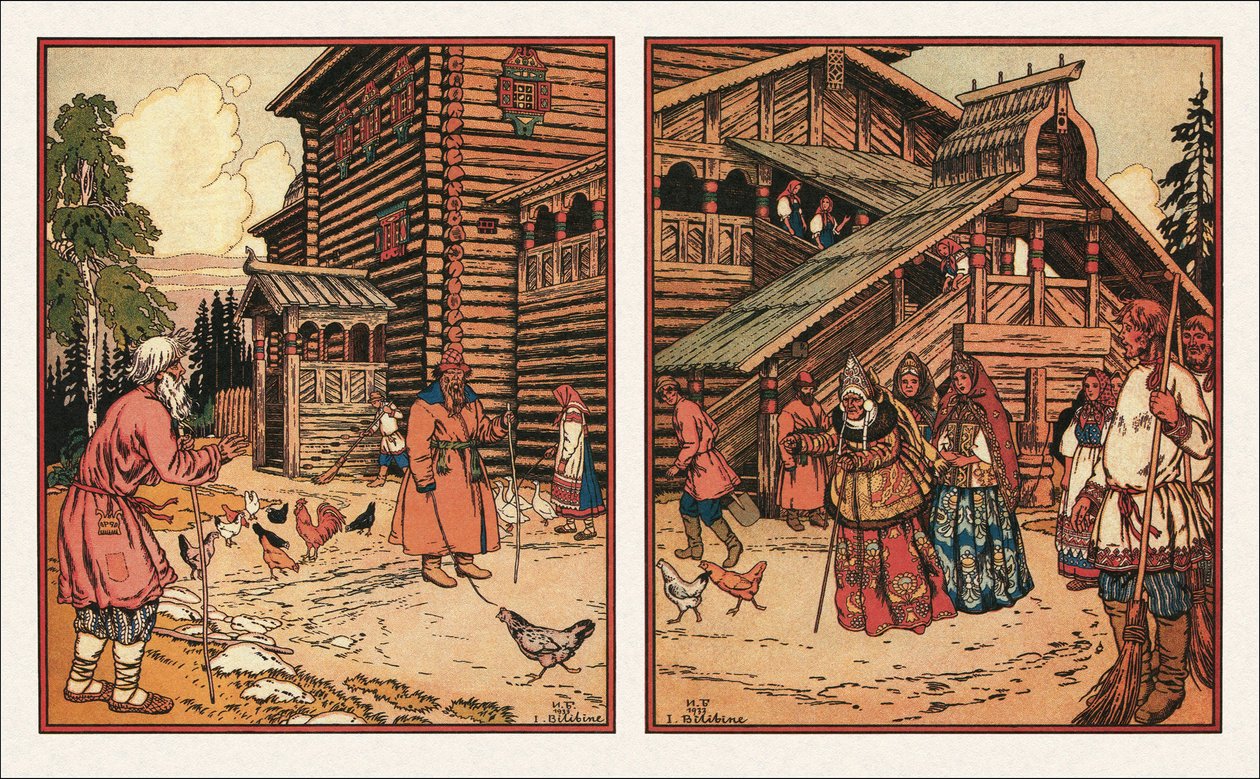 Illustratie bij Het Verhaal van de Visser en de Vis, 1933 door Ivan Yakovlevich Bilibin