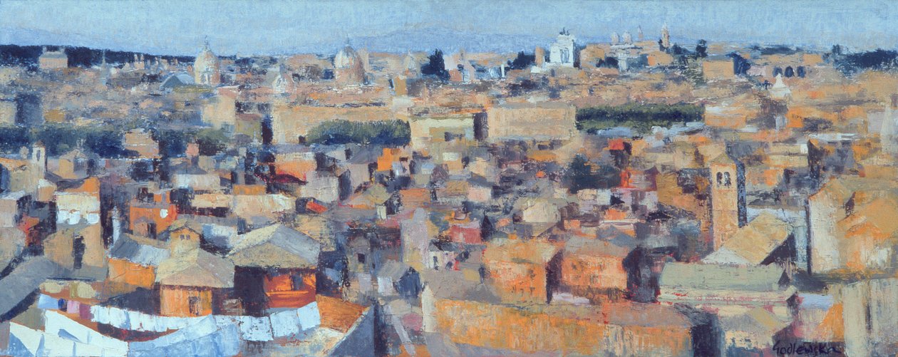 Rome, Uitzicht vanaf de Spaanse Academie op de Gianicolo, 1968 door Izabella Godlewska de Aranda