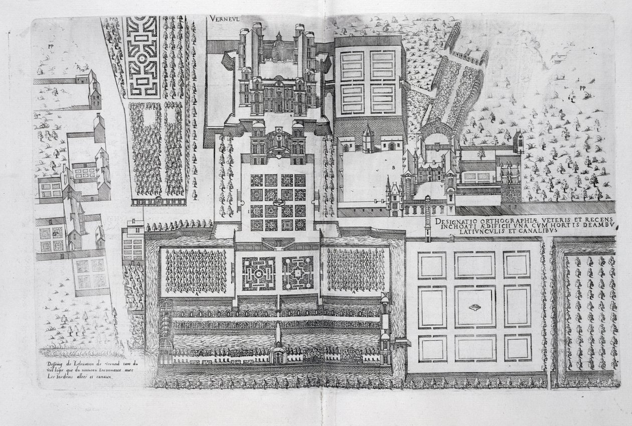 Het Kasteel, tuinen en een deel van het park in Verneuil, uit 