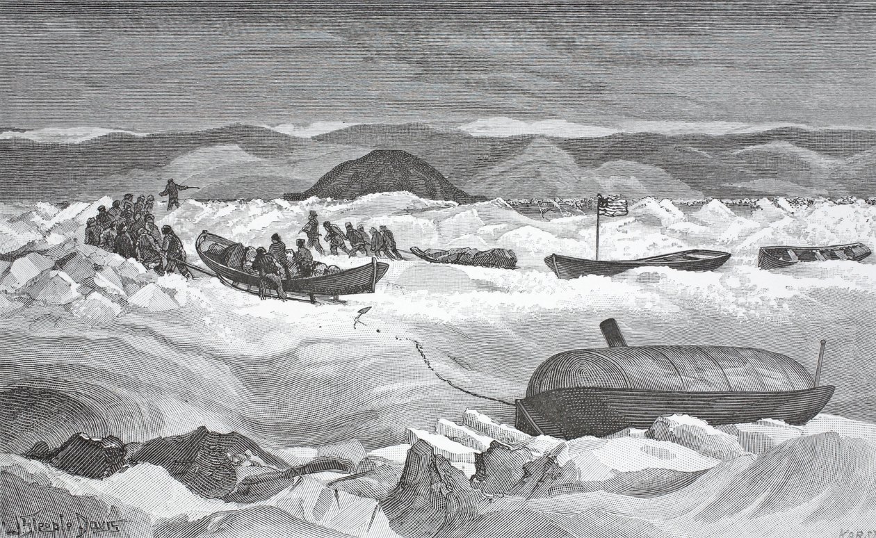 Het Verlaten van de Lancering, Lady Greely, 10 september 1883, uitgegeven Londen 1886 door J. Steeple Davis