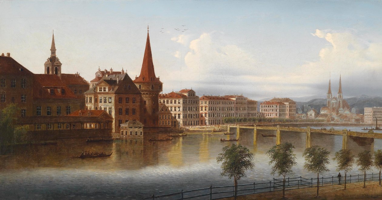 Uitzicht op Luzern, Zwitserland door J. Wilhelm Jankowsky