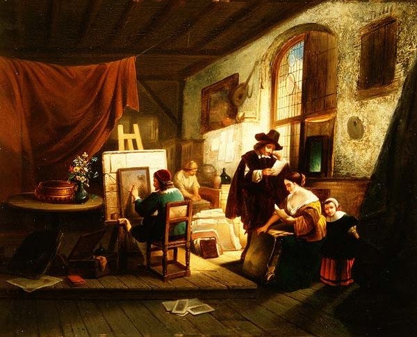 Het atelier van de kunstenaar door J.A.B. Stroebel