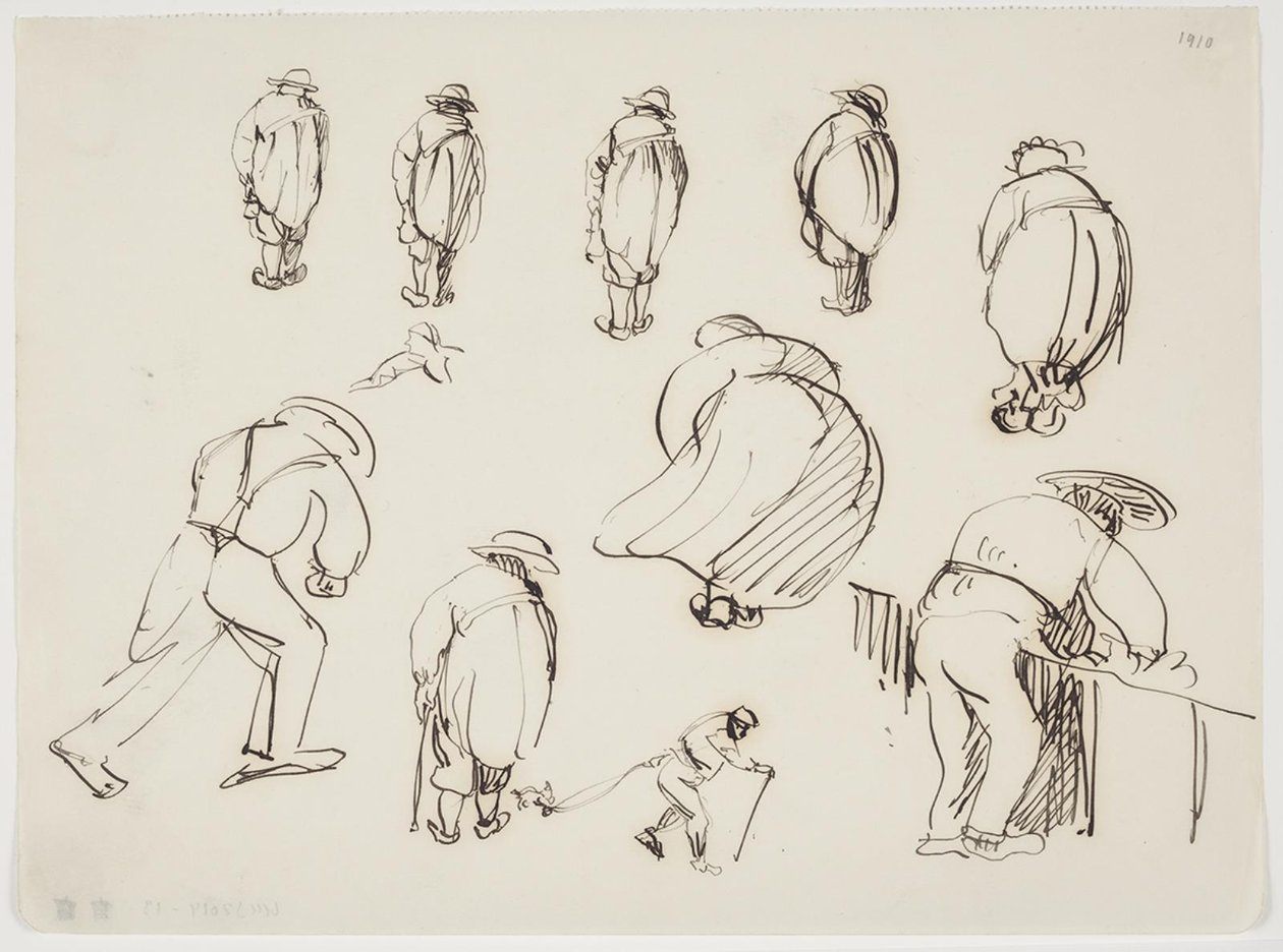 Studies van figuren van achteren gezien door J.A. Jerichau