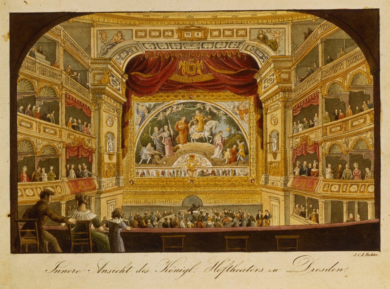 Het interieur van het koninklijk theater in Dresden door J.C.A. Richter