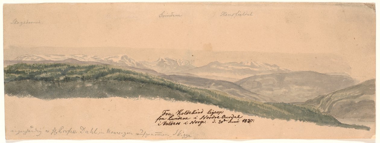 Van Koldekind recht omhoog vanaf de heuvels in de Noordelijke Oure-vallei in Valdres, Noorwegen door Johan Christian Dahl