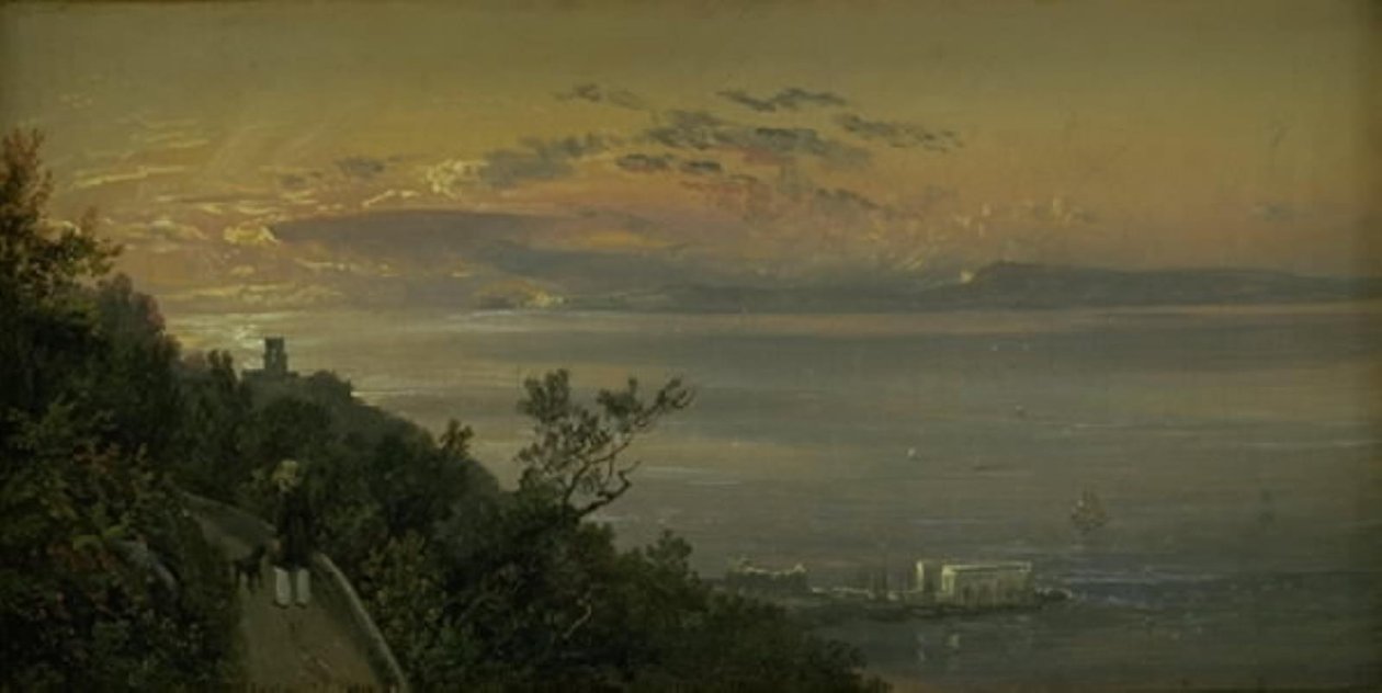 Uitzicht vanaf de heuvels boven Castellamare bij Napels door Johan Christian Dahl