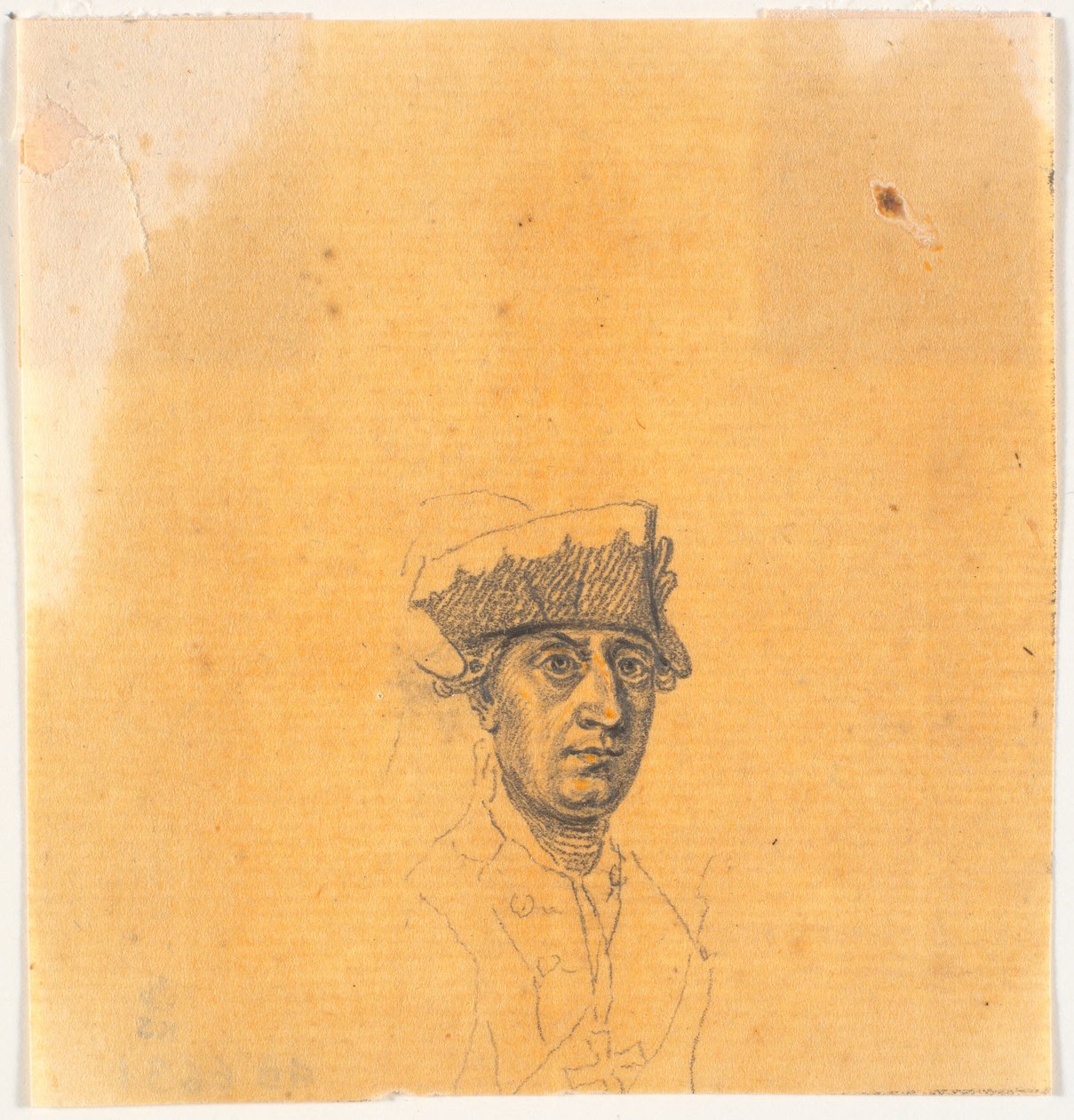 Voorbereiding voor een van de hoofden voor de gravure: Frederik de Grote rijdt naar huis na een revue in Potsdam door J.F. Clemens
