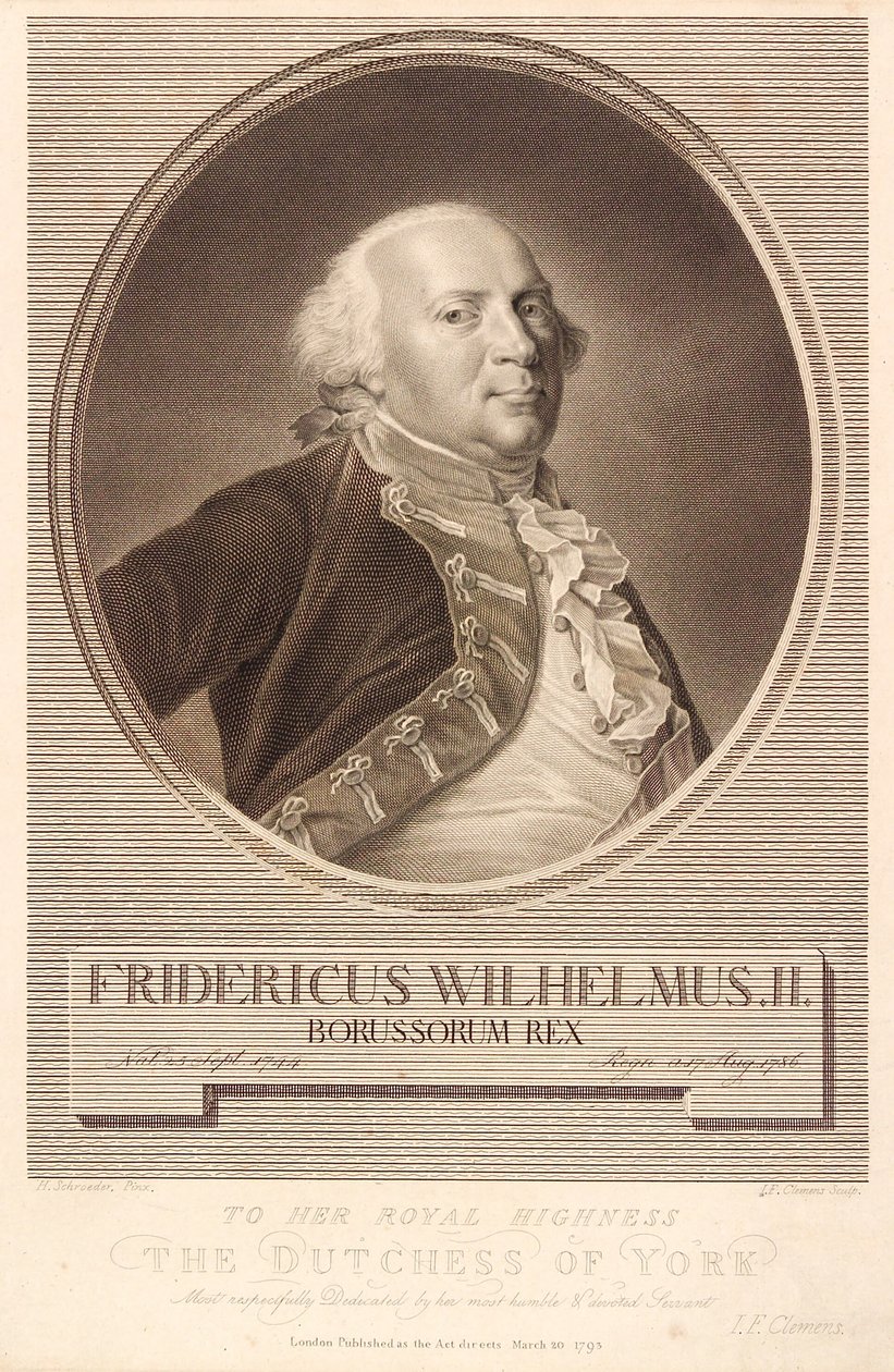 Friedrich Wilhelm II, koning van Pruisen door J.F. Clemens
