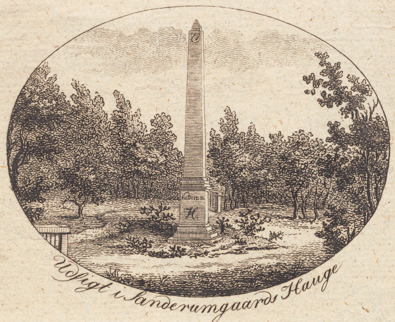 Vignet. Uitzicht in Sanderumgaards Hauge door J.F. Clemens