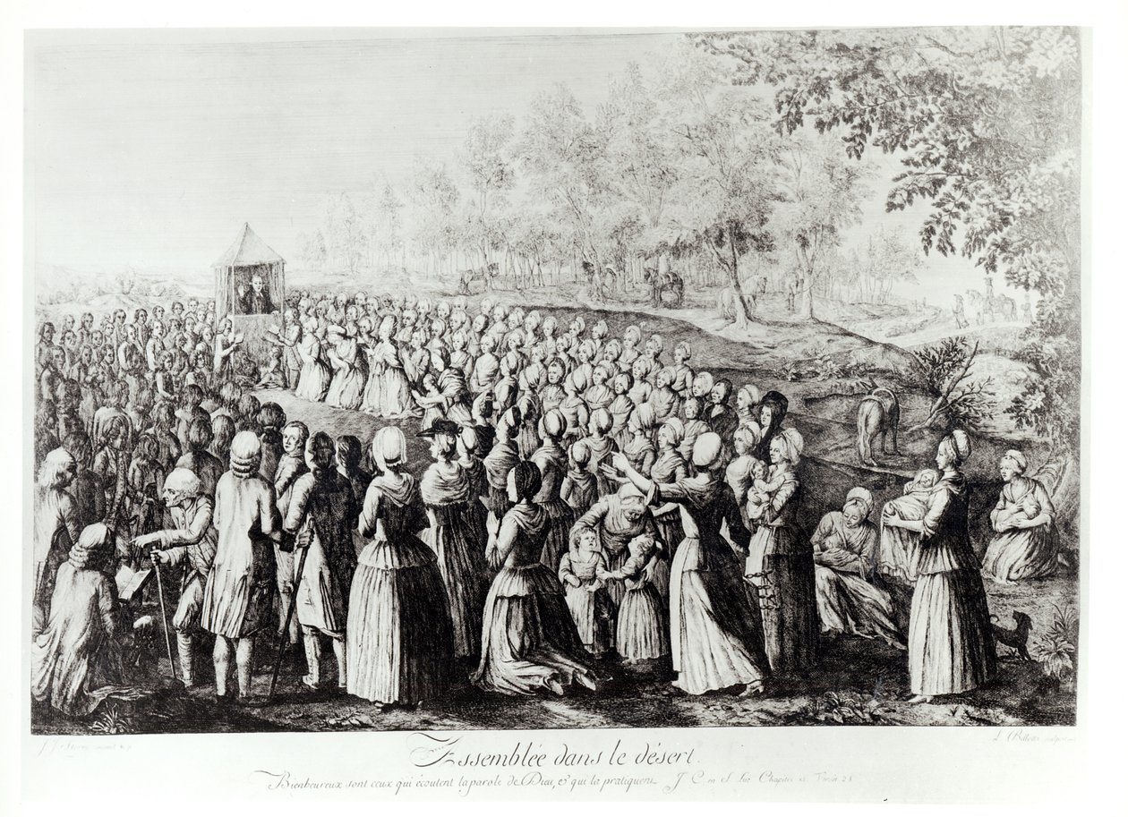 Ontmoeting in de woestijn, gegraveerd door L. Bellotti, 1775 door J.J. Storni