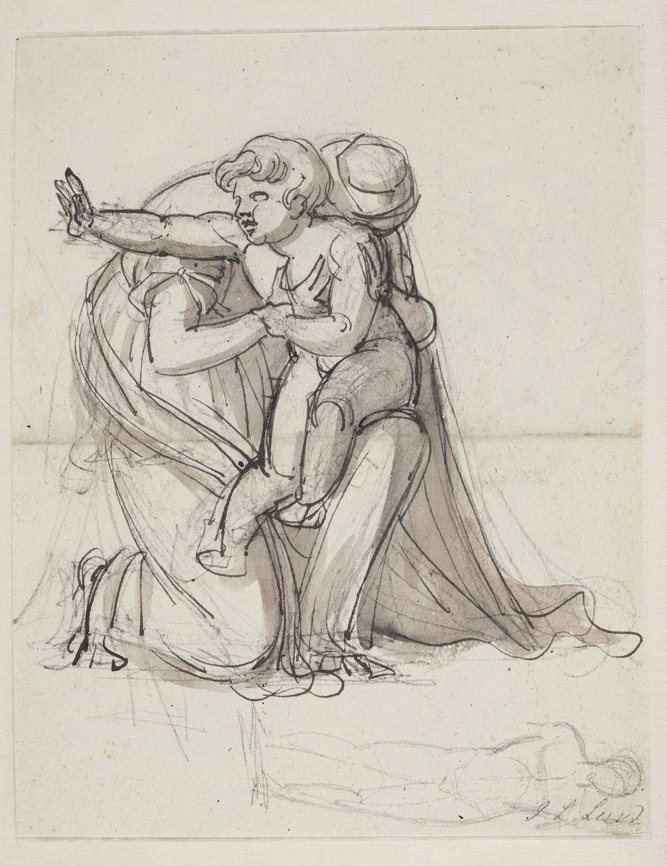 Moeder en kind. Studie voor Andromache die Hectors dood betreurt door J.L. Lund