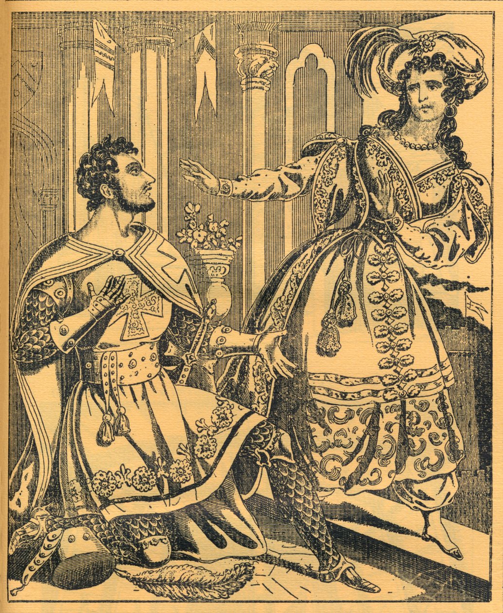 Ivanhoe: Sir Brian de Bois Guilbert & Rebecca, 19e eeuw door JL Marks