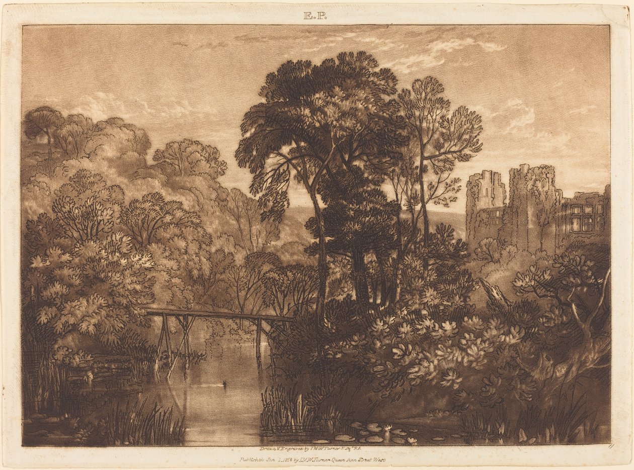 Berry Pomeroy Kasteel, gepubliceerd 1816 door Joseph Mallord William Turner