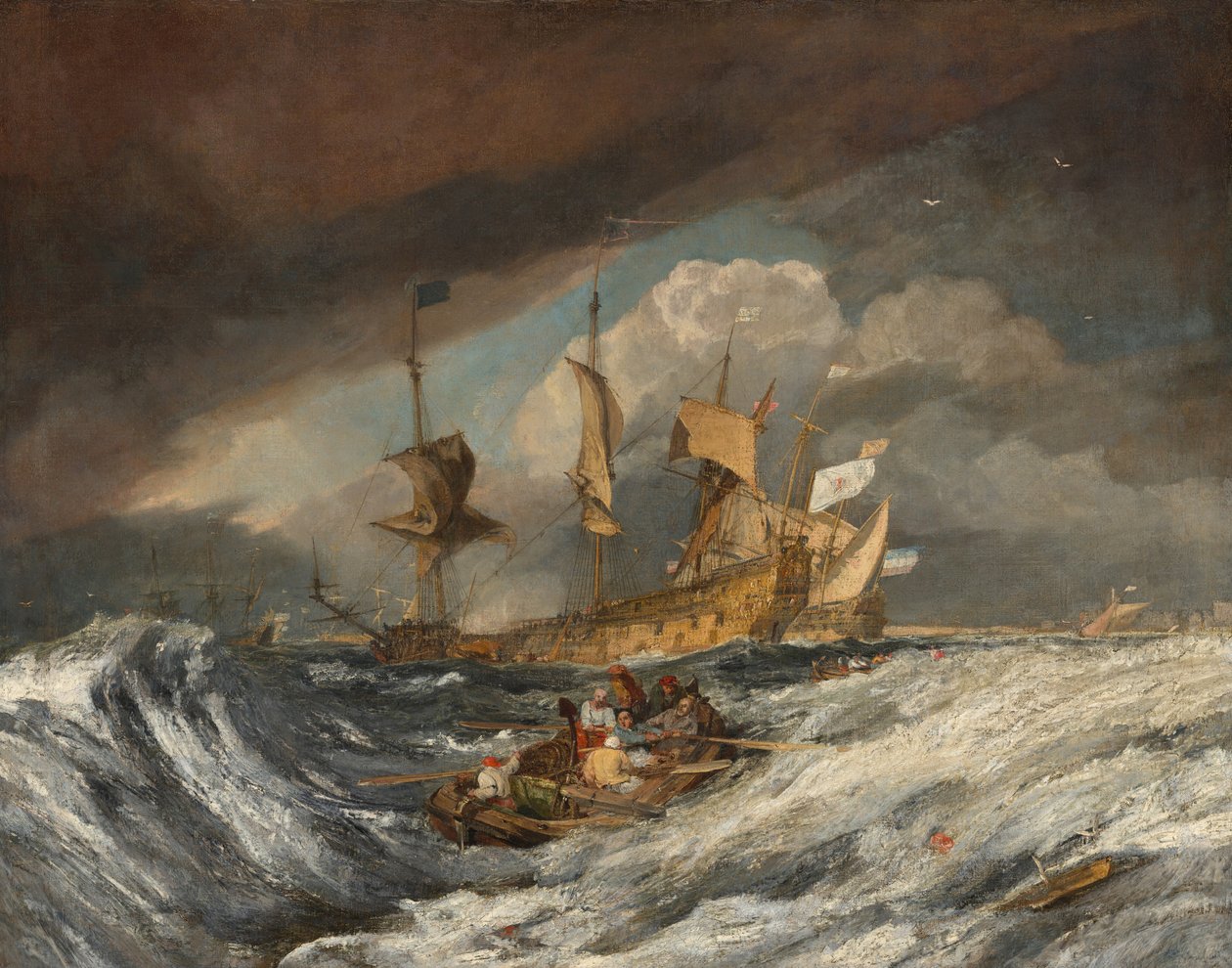 Boten die Ankers Uitbrengen naar de Nederlandse Oorlogsschepen, ca. 1804 door Joseph Mallord William Turner