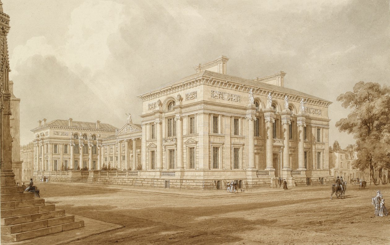 Zuidoostelijk Uitzicht op het Taylor-gebouw en Universiteitsgalerijen door Joseph Mallord William Turner