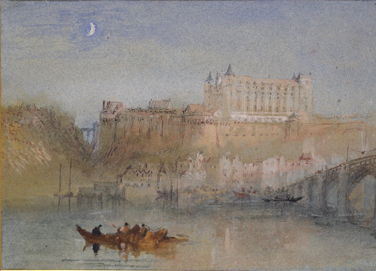 De brug en het kasteel van Amboise door Joseph Mallord William Turner