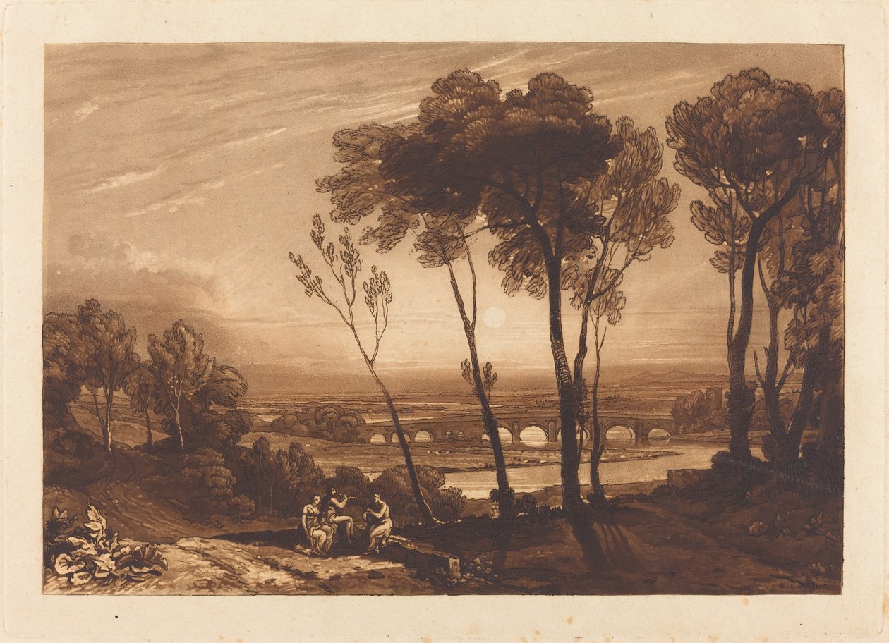 De Brug in de Verte, gepubliceerd 1808 door Joseph Mallord William Turner